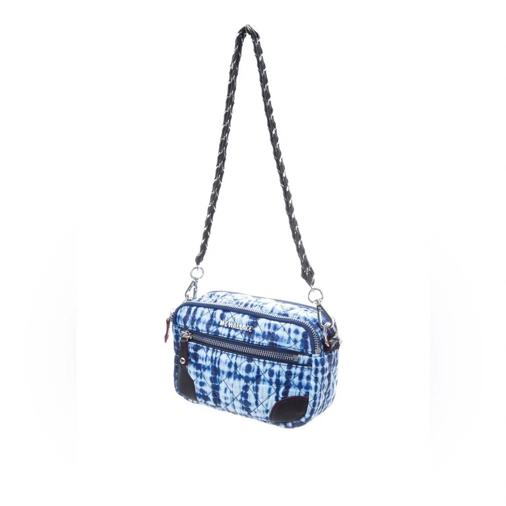 MZ WALLACE Shibori Print MINI Crosby Nylon Crossbody Pouch ~NWT~ Blue